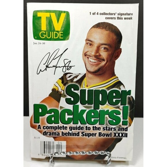 Vintage TV Guide Super Packers Cover Featuring Antonio Freeman Guide Super Bowl - Picture 1 of 3